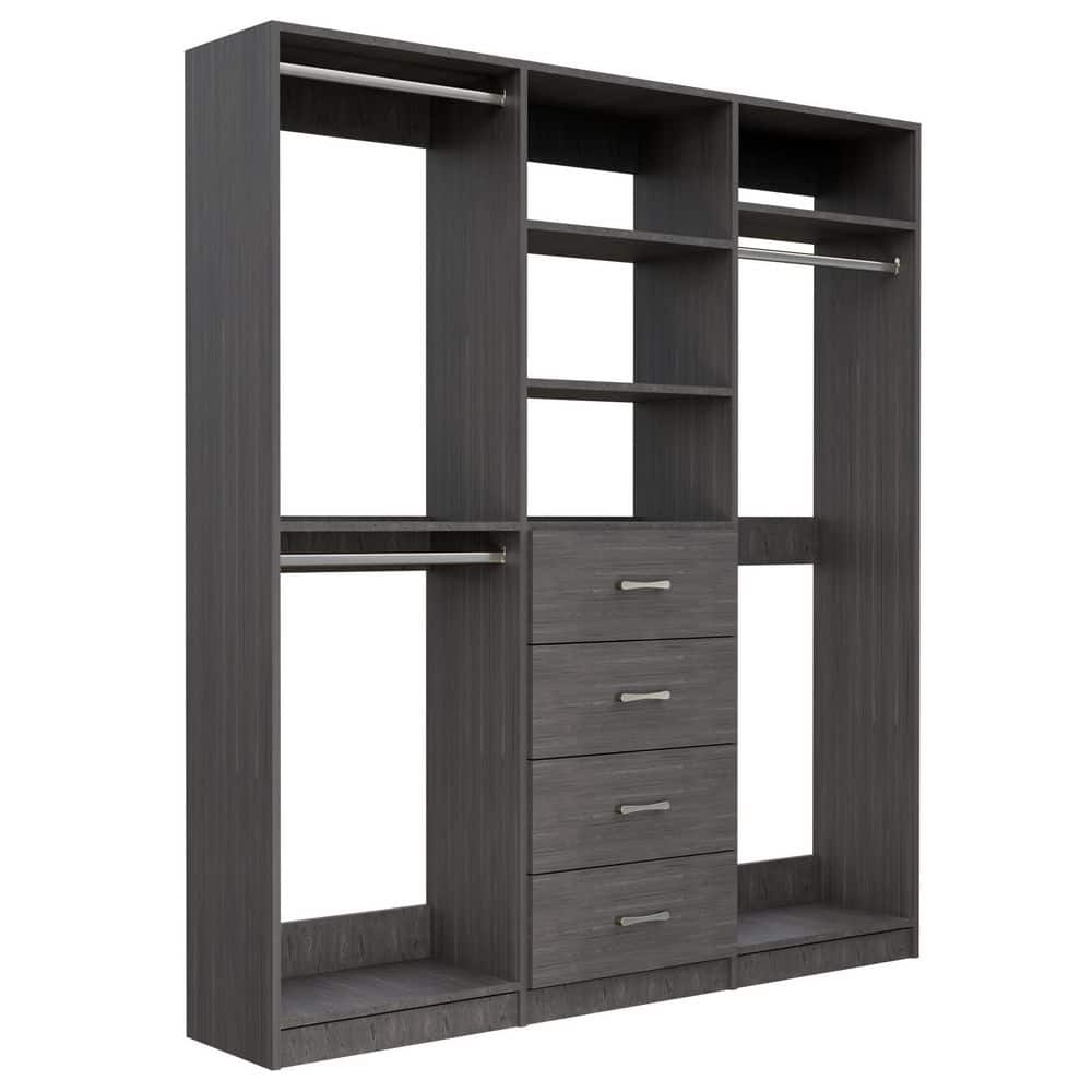 Alto Collection 67.5 in W Grey Wall Mounted Double Hang, 4-Drawer and Tall Hang Wood Closet System price history on PriceWatchPro
