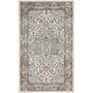 Concerto Ivory/Gray Center medallion Traditional Kitchen Area Rug