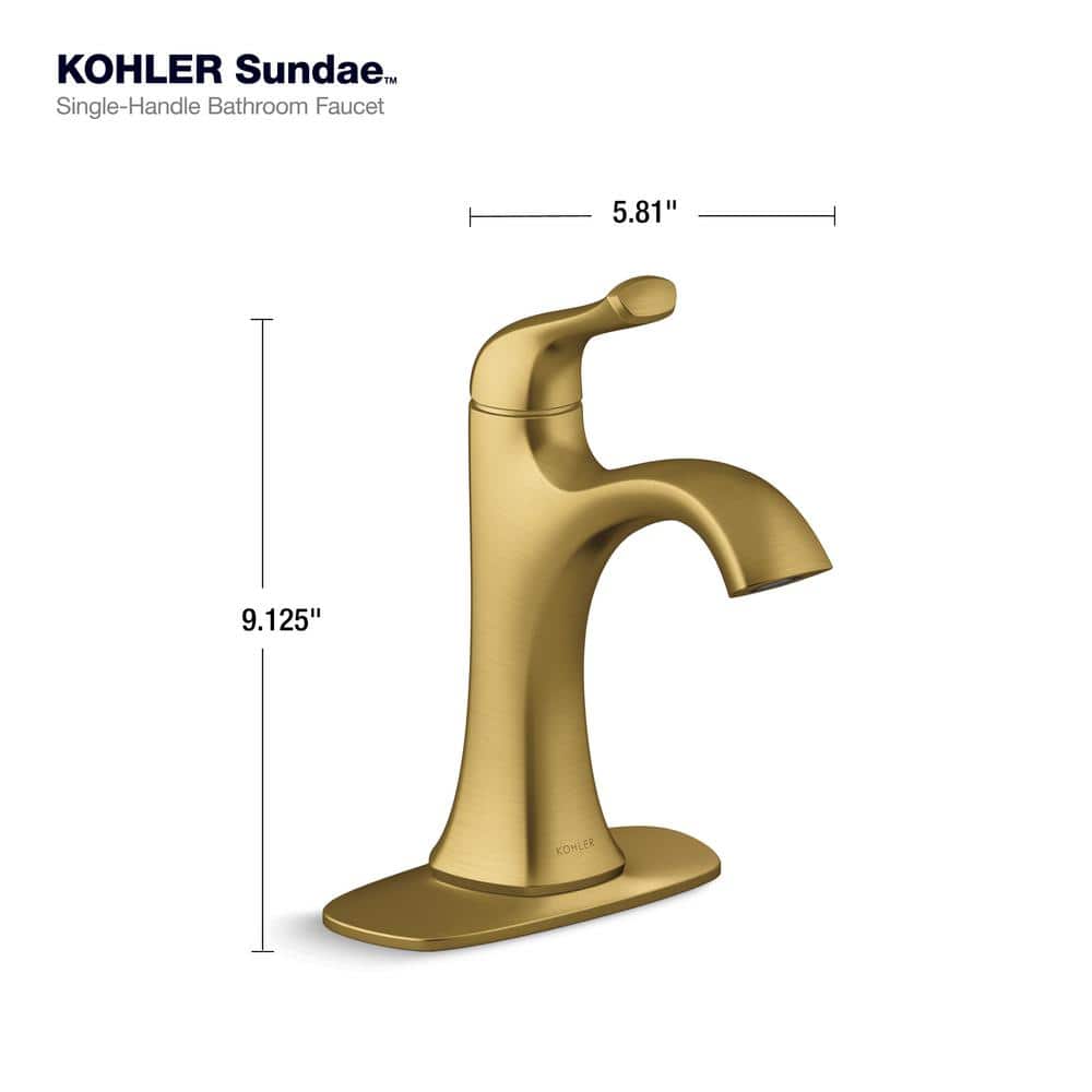 Vibrant Brushed Moderne Brass Single Handle Bathroom Faucet