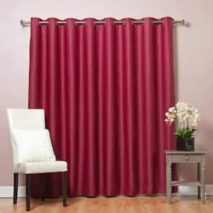 Burgundy Polyester Solid 100 in. W x 96 in. L Grommet Blackout Curtain
