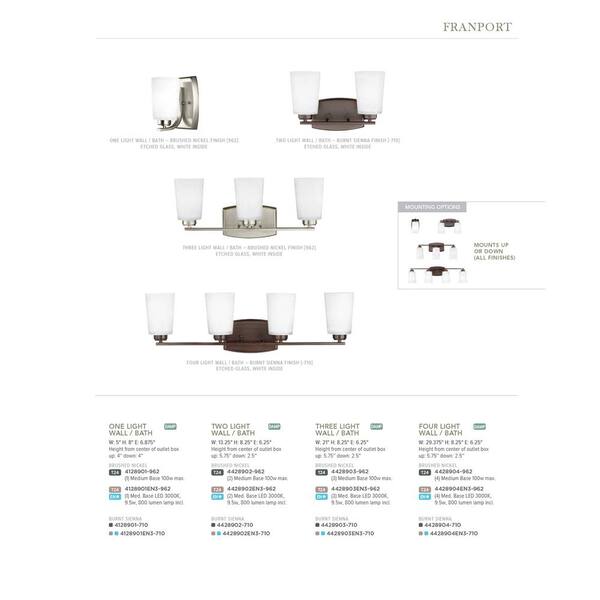 Generation Lighting Franport 21 in. 3-Light Brushed Nickel