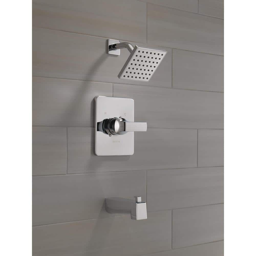 Chrome Square Multi-Head Wall Mounted Tub and Shower Faucet Set