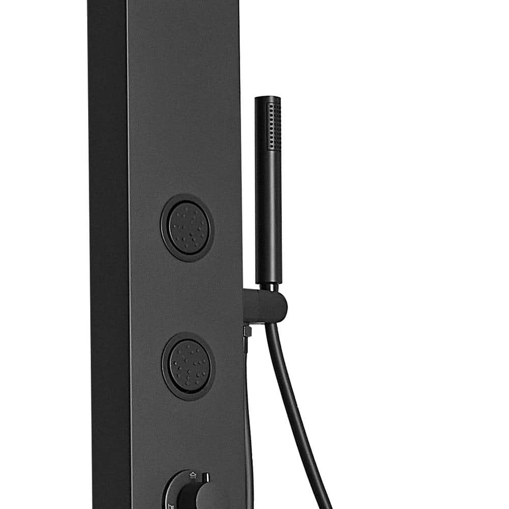 Matte Black Multi-Function Shower Panel with Adjustable Head