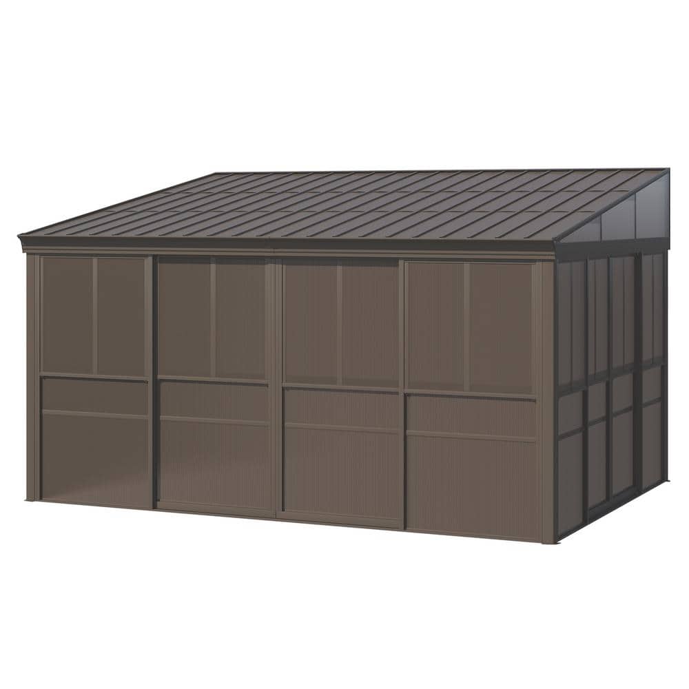 12 ft. x 14 ft. Wall Mounted Gazebo, All-Season Patio Gazebo Sunroom with S
