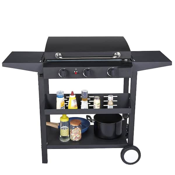 Alpulon Black 4-Burner Outdoor Foldable Propane GAS Grill with Wheels