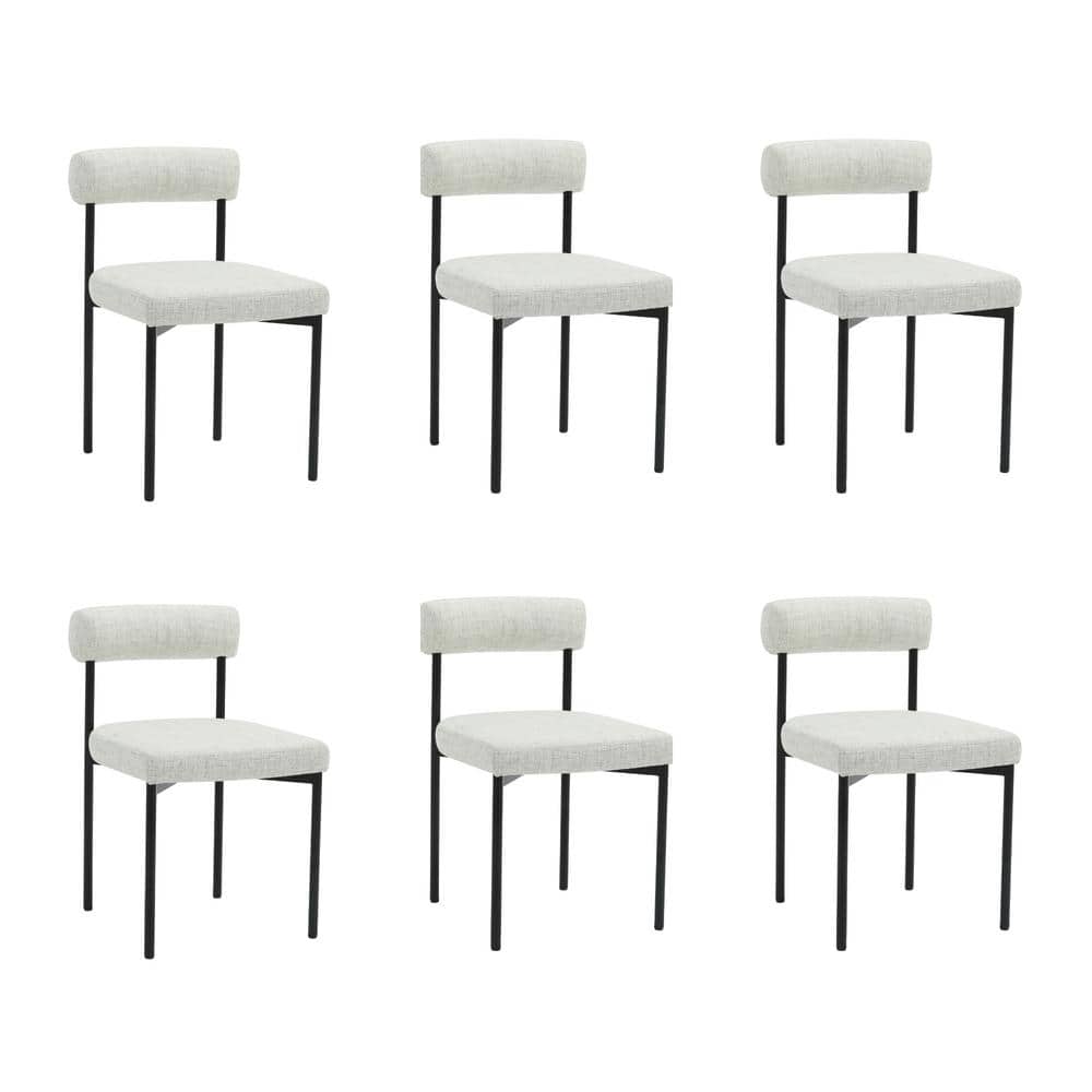 Feather Gray Upholstered Side Chair with Matte Black Metal Frame