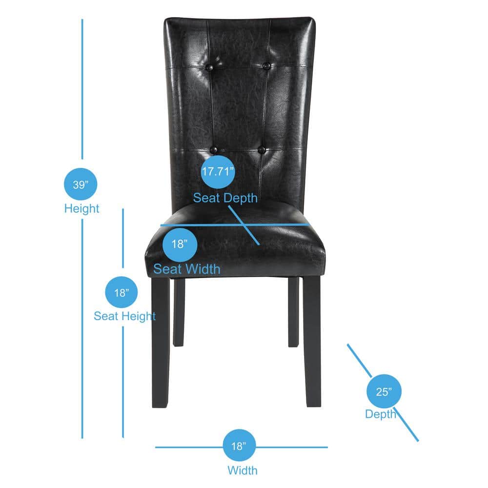 Black Faux Leather Upholstered Parsons Side Chair Set