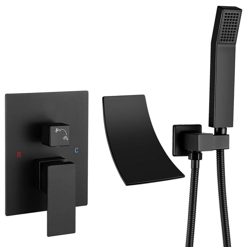Single-Handle Wall Mount Roman Tub Faucet with Hand Shower in Matte Black price history on PriceWatchPro