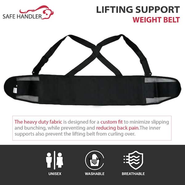 Black Heavy Weight Lift Lumbar Lower Back Waist Support Belt Brace