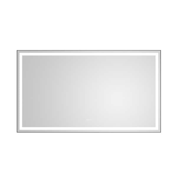 IDEAGLE Modern 72 in. W x 48 in. H Large LED Lighted Rectangular Framed Wall Mount Bathroom Vanity Mirror Surface Mounted Black