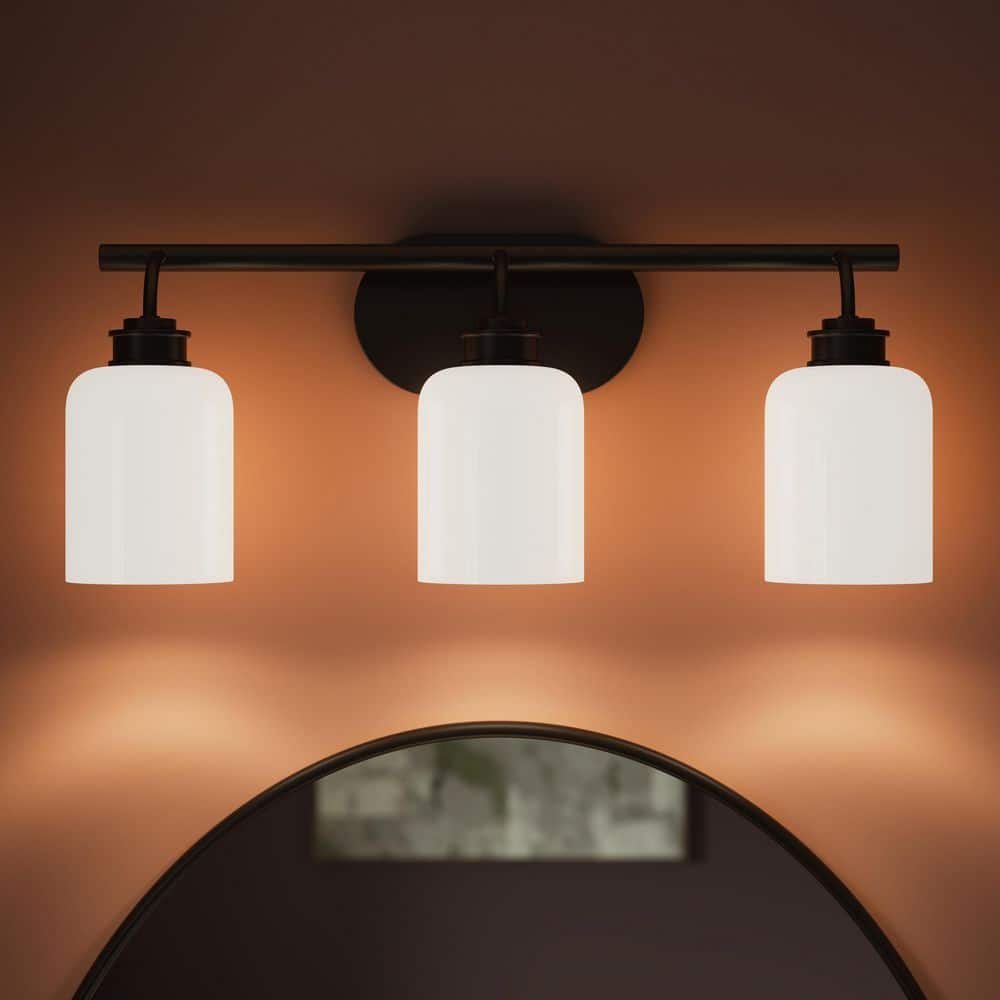 Reines 21.5 In. 3-Light Matte Black New Traditional Bath Vanity Light with Opal Glass Shades price history on PriceWatchPro