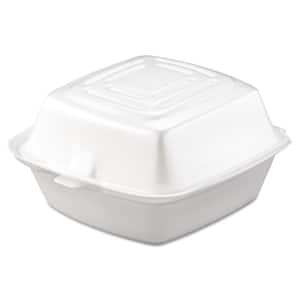 5.38 in. x 5.5 in. x 2.88 in. White Foam Hinged Lid Containers (500-Carton)
