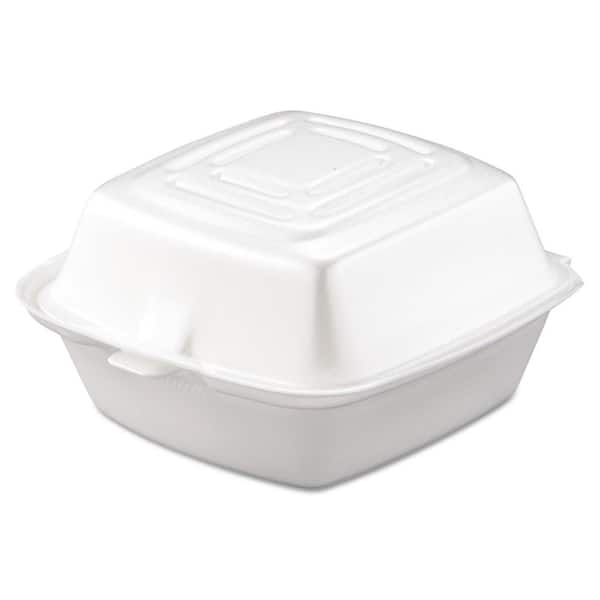 DART 5.38 in. x 5.5 in. x 2.88 in. White Foam Hinged Lid Containers (500-Carton)