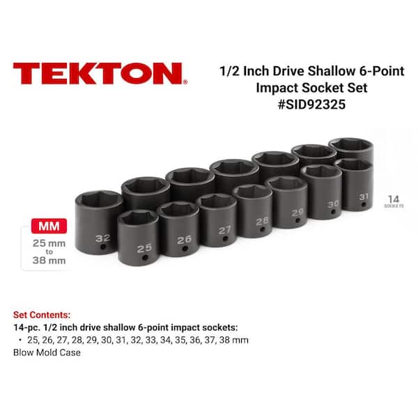 25 mm to 38 mm 1/2 in. Drive 6-Point Impact Socket Set (14-Piece)