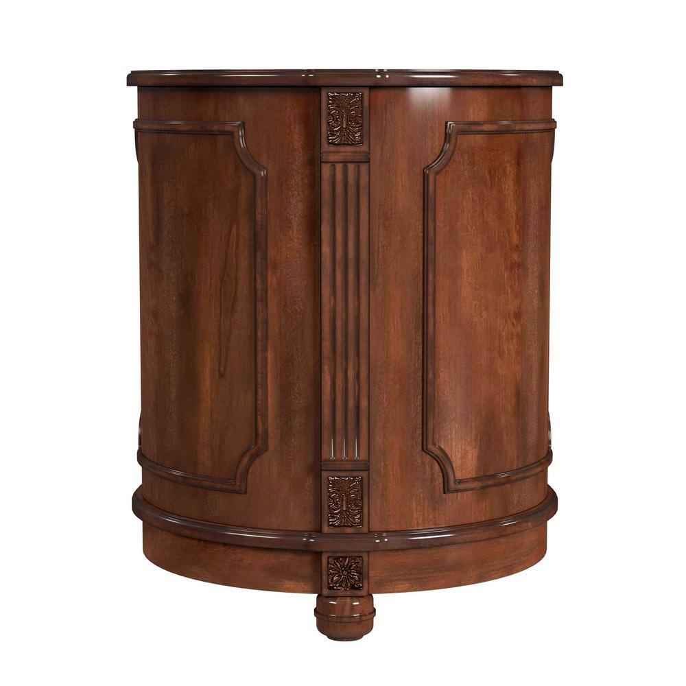 Thurmond Light Brown Round Wood Side Table with Storage