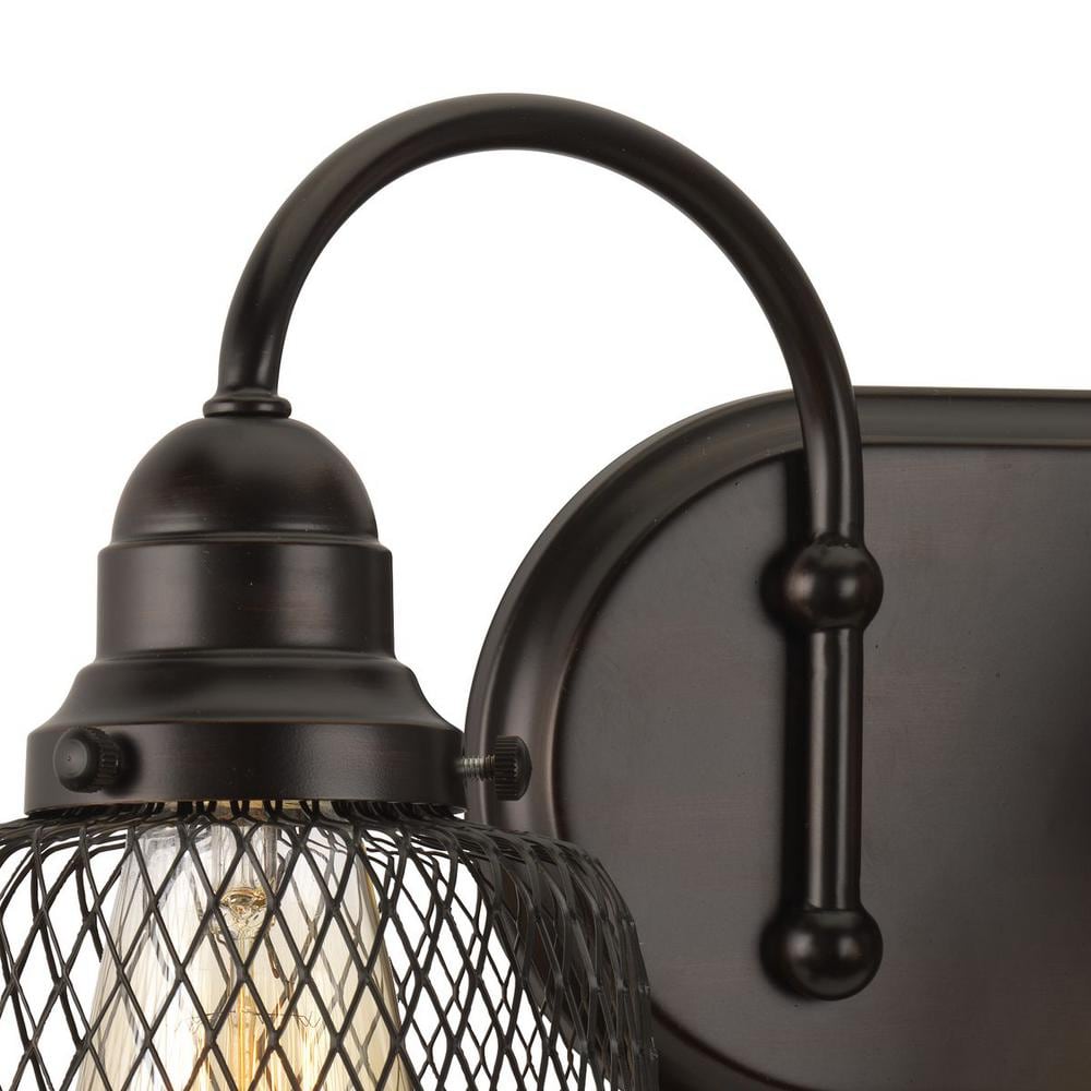 Antique Bronze Faux Wood Trim Bathroom Vanity Light