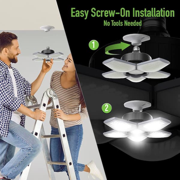 BEYOND BRIGHT 60-Watt Adjustable LED Garage Ceiling Light with