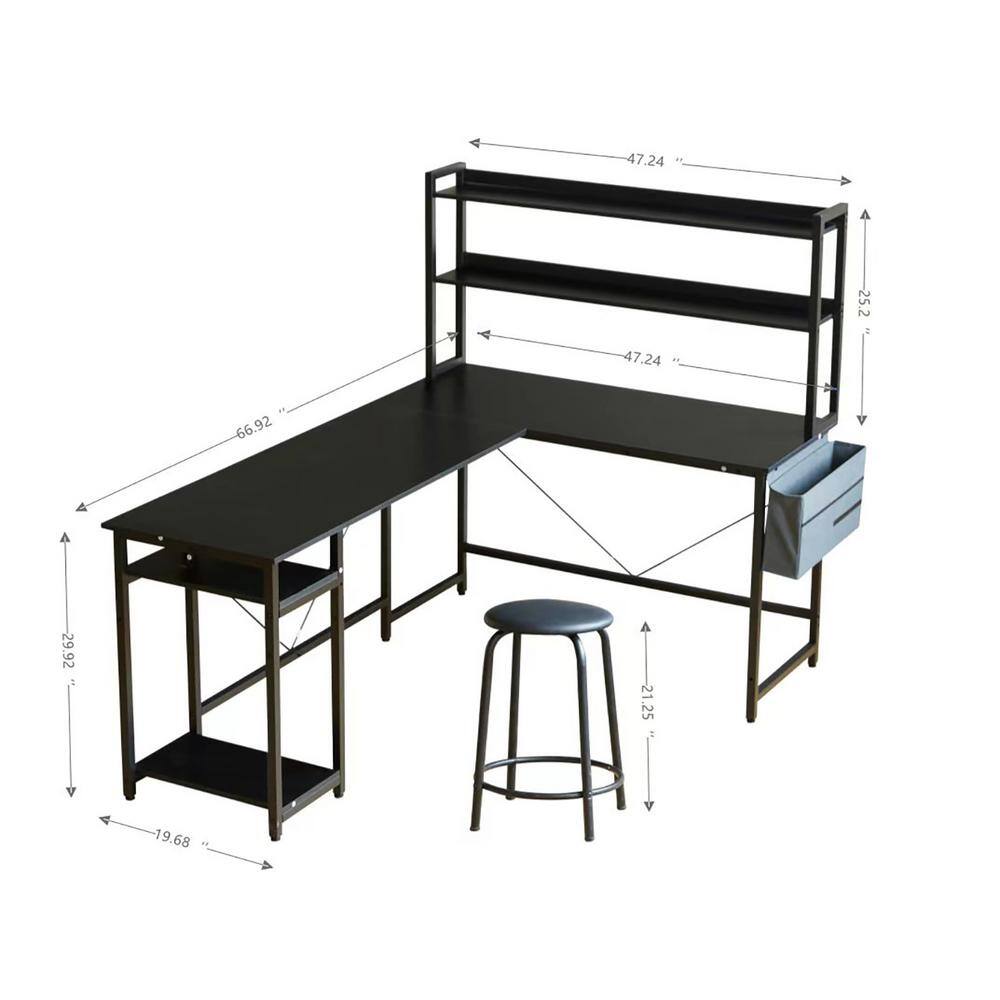 Have a question about 67 in. L Shaped Black MDF Computer Desk Home ...