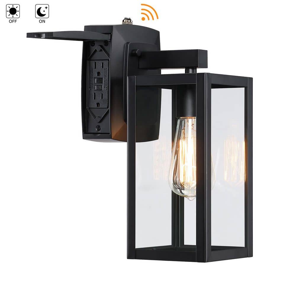 Martin 1-Light 13.4-in Matte Black Outdoor Wall Lantern Sconce with GFCI Outlet and Dusk to Dawn Sensor price history on PriceWatchPro