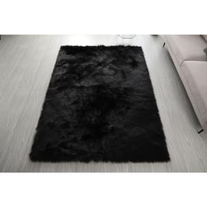 Cozy Collection Ultra Soft Black 6 ft. x 9 ft. Area Rug