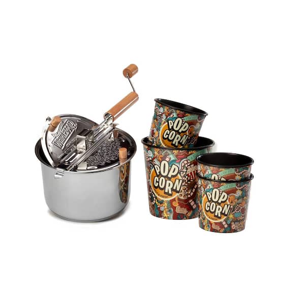 Whirley Pop 6 qt. Stainless Steel with 4-Film Festival Graffiti Tubs