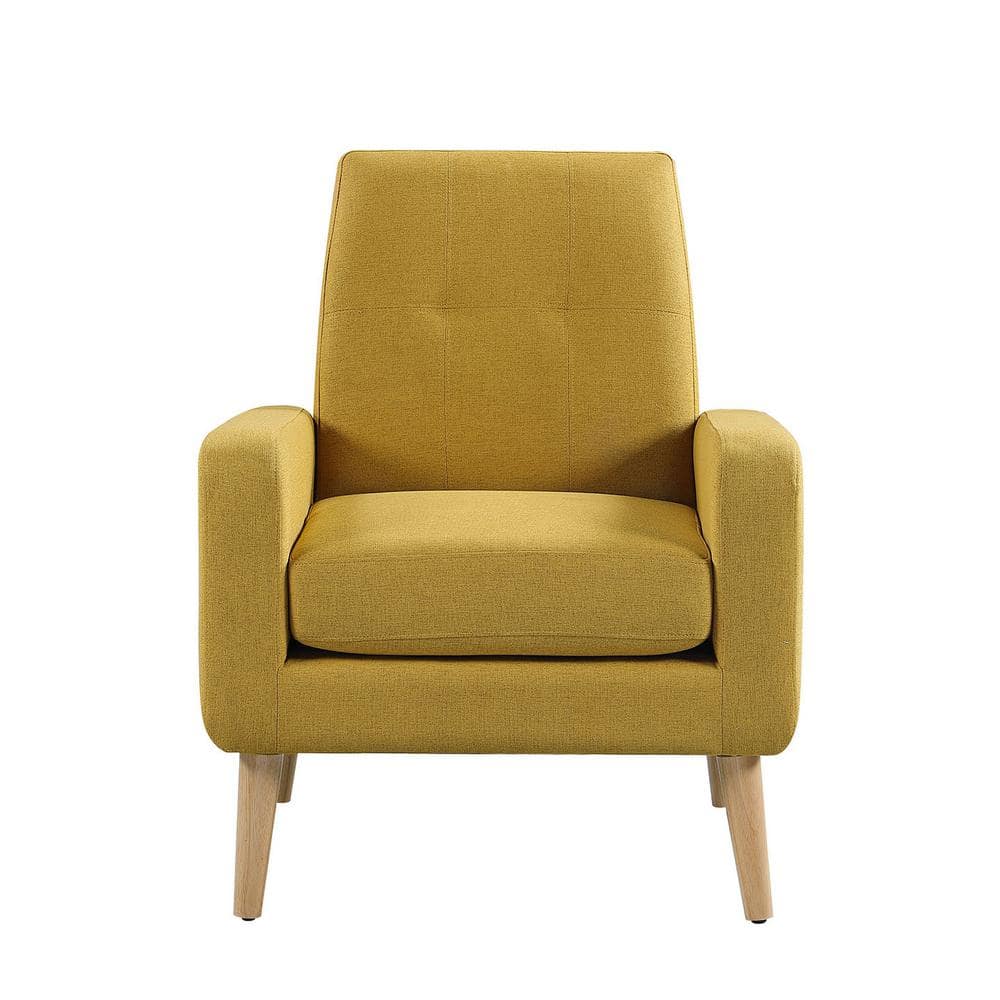 DAZONE Yellow Accent Chair Comfy Armchair Tufted Button Linen 29 in