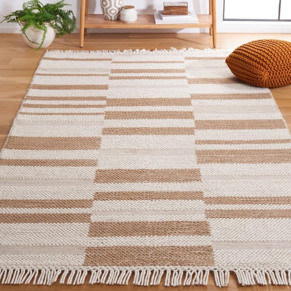 Natura 4 ft. x 6 ft. Ivory/Light Brown Column Striped Area Rug