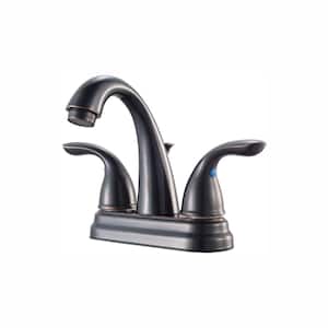 Pfirst Series 4 in. Centerset Double Handle Bathroom Faucet with Hi-Arc Spout in Tuscan Bronze