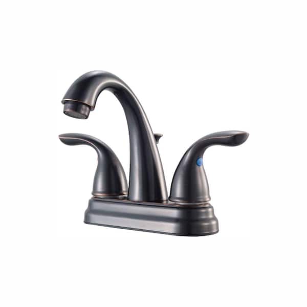 Pfister Pfirst Series 4 in. Centerset Double Handle Bathroom Faucet with Hi-Arc Spout in Tuscan Bronze
