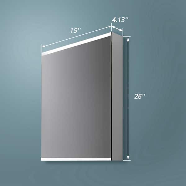 Unbranded 15 in. W x 26 in. H Rectangular Frameless Flush Wall Bathroom Vanity Mirror in Silver