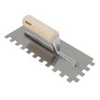 1/2 in. x 1/2 in. x 1/2 in. Traditional Carbon Steel Square-Notch Flooring Trowel with Wood Handle