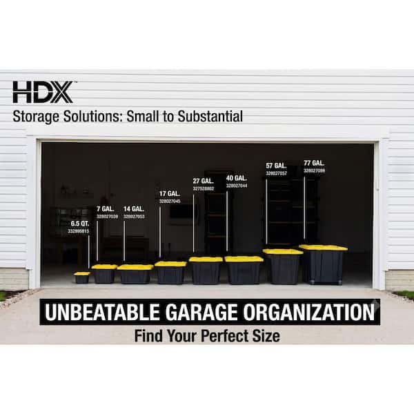 HDX 6.5 qt. Tough Storage Tote in Black with Yellow Lid 999-6QT
