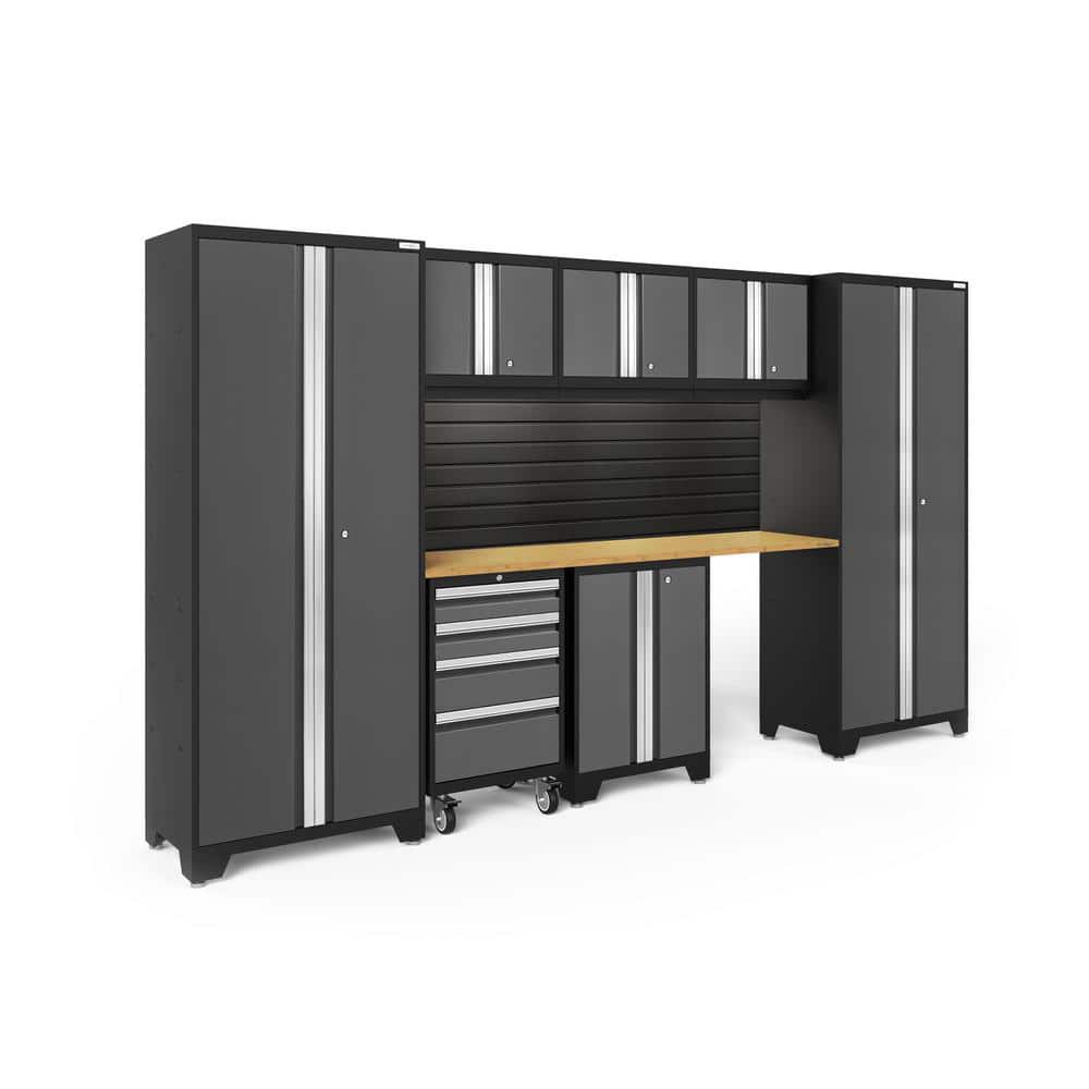 Bold Series 132 in. W x 76.75 in. H x 18 in. D 24-Gauge Steel Garage Cabinet Set in Gray ( 8-Piece ) price history on PriceWatchPro
