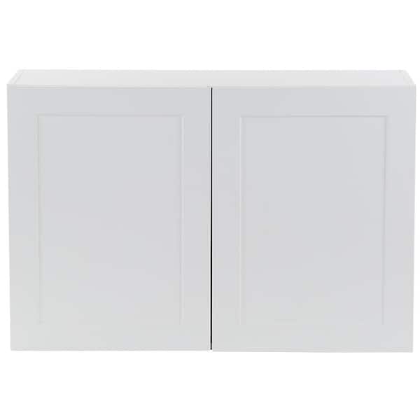 Hampton Bay Cambridge White Shaker Assembled Wall Kitchen Cabinet with 2 Soft Close Doors (36 in. W x 12.5 in. D x 24 in. H)