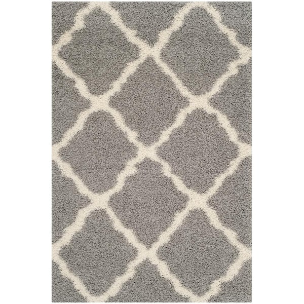 SAFAVIEH Dallas Shag Gray/Ivory 4 ft. x 6 ft. Geometric Area Rug