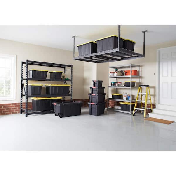 Husky - 45 Gal. Latch and Stack Tote with Wheels in Black