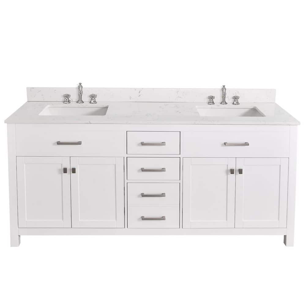 Covento 72 in. W x 22 in. D Freestanding White Bath Vanity with Pulsar White Engineered Stone Top Double Retacgular Sink price history on PriceWatchPro