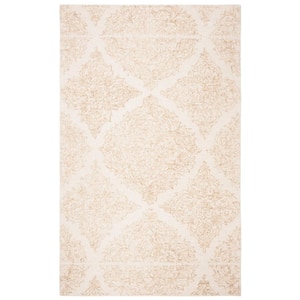 Abstract Ivory/Beige Doormat 3 ft. x 5 ft. Floral Damask Area Rug