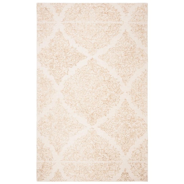 SAFAVIEH Abstract Ivory/Beige Doormat 3 ft. x 5 ft. Floral Damask Area Rug