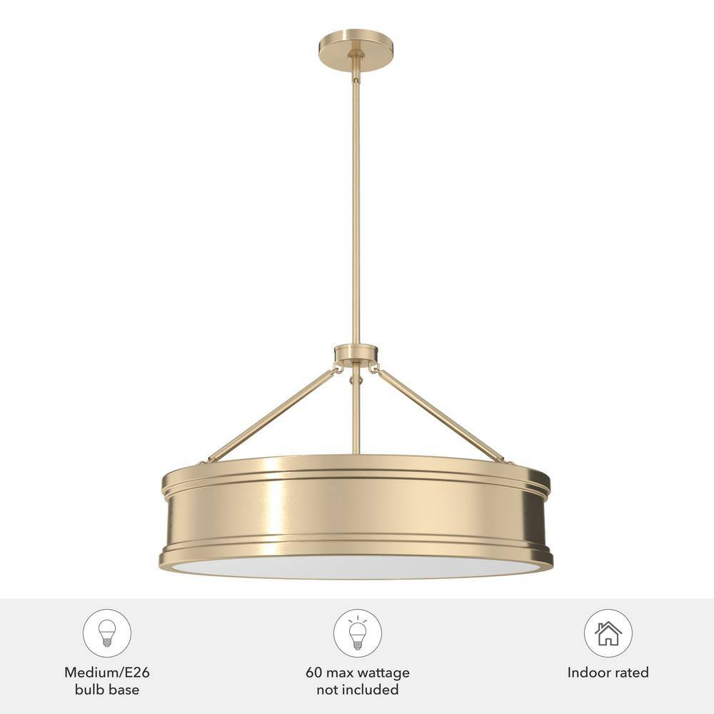 Alturas Gold 24-Inch Drum Pendant Light with Glass Diffuser