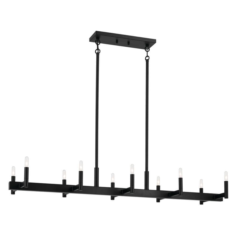 Erzo 50 in. 10-Light Black Mid-Century Modern Candle Linear Chandelier for Dining Room price history on PriceWatchPro