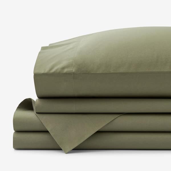 The Company Store Company Cotton Olive Green Cotton Percale Twin XL Sheet Set