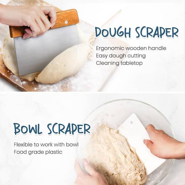 10 Inch Round Banneton Proofing Basket Set, Bread Baking Kit, Dough Scraper, Bread Lame, Danish Dough Whisk, Sourdough Artisanal Tools Set