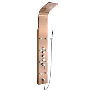 65 in. 8-Jet Shower Panel System in Bronze Stainless Steel with Rainfall Waterfall Shower Head and Handheld Shower Wand