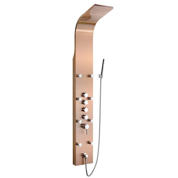 AKDY 65 in. 8-Jet Shower Panel System in Bronze Stainless Steel with Rainfall Waterfall Shower Head and Handheld Shower Wand