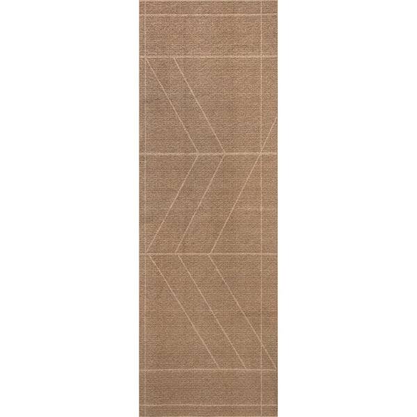 nuLOOM Ellen Machine Washable Natural 2 ft. x 8 ft. Geometric EasyJute