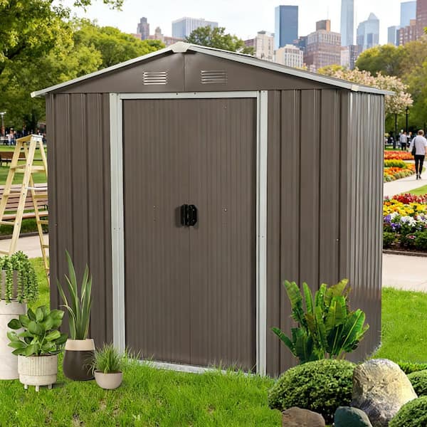 Coporesell 8 ft. x 4 ft. Metal Shed with Double Door (32 sq. ft.)