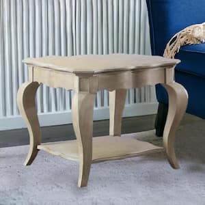 28 in. Antique Taupe Rectangle Glass End Table