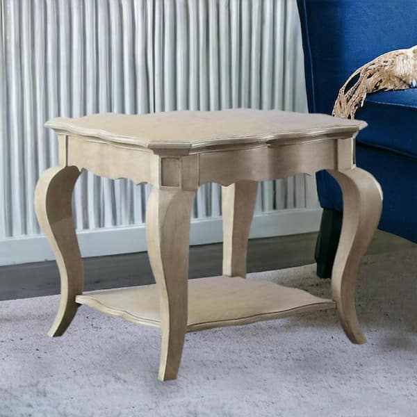HomeRoots 28 in. Antique Taupe Rectangle Glass End Table