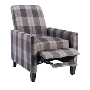 Maes Gray Plaid Fabric Push Back Recliner Chair